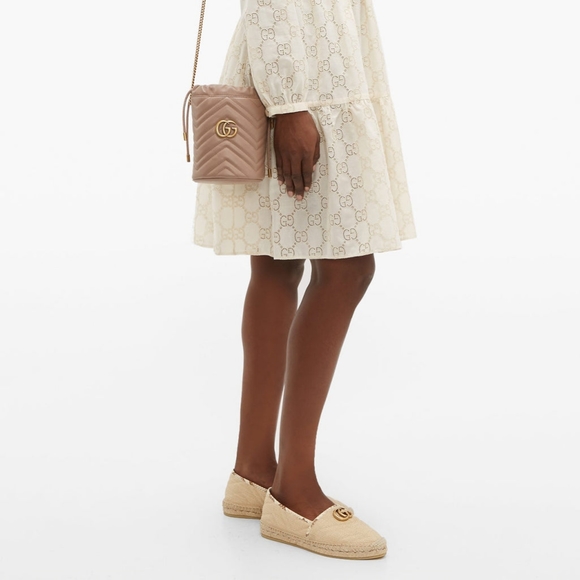 Gucci Women Chevron Raffia Espadrille with Double G, natural/brown. - Picture 5 of 14